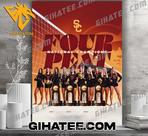 USC Beach Volleyball Four Peat 7 Time National Champions Poster Canvas