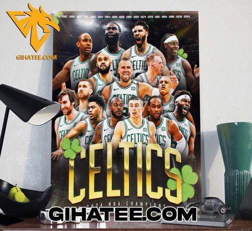 Boston Celtics 2024 NBA Champions Banner 18 Is Here Poster Canvas