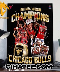 Celebrate 1991 NBA World Champions Chicago Bulls Poster Canvas