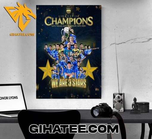 Congrats Persib Bandung Champions 2024 Satu Tekad Satu Semangat Satu Biru Poster Canvas