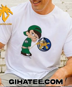 Funny Boy Boston Celtics Piss On Dallas Mavericks 2024 Unisex T-Shirt Gift For Fans