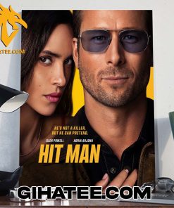 Hes Not A Killer But He Can Pretend Glen Powell And Adria Arjona Hit Man Poster Canvas