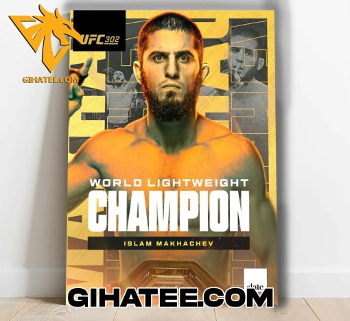 Islam Makhachev Defeats Dustin Poirier Lightweight Champion Of The World Poster Canvas