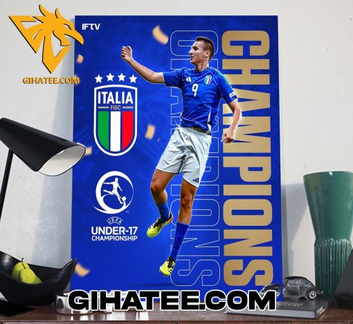 Italy Figc Champions 2024 U17 Euro Championship Poster Canvas