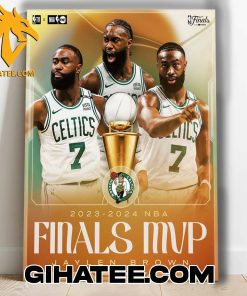 Jaylen Brown Wins Finals MVP 2023 – 2024 Boston Celtics Championship Poster Canvas