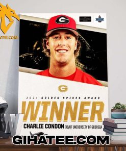 Quality 2024 Golden Spikes Award Winner Charlie Condon 3B Of University Of Georgia Poster Canvas