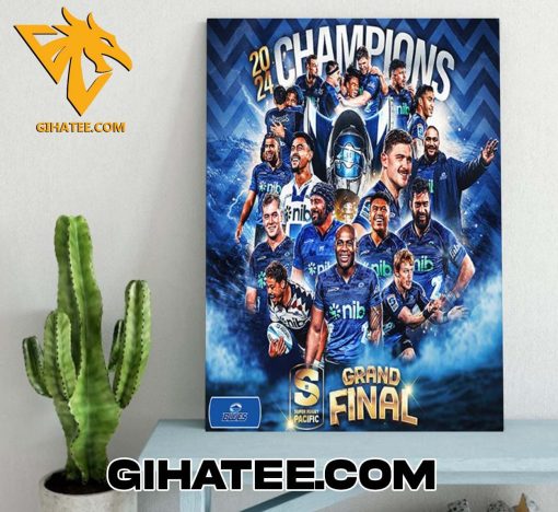 Quality Blues Team Super Rugby Pacific 2024 Champions Grand Final Poster Canvas