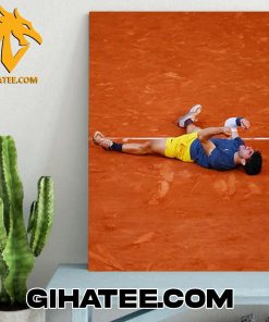 Quality Carlos Alcaraz Roland Garros Champion 2024 Celebrating Moment Poster Canvas