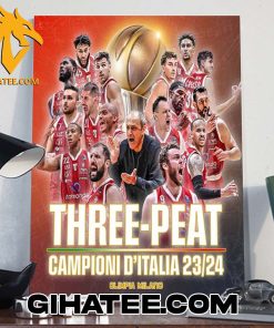 Quality Congrats Olimpia Milano Three-Peat Campioni D’Italia 2023-2024 Poster Canvas