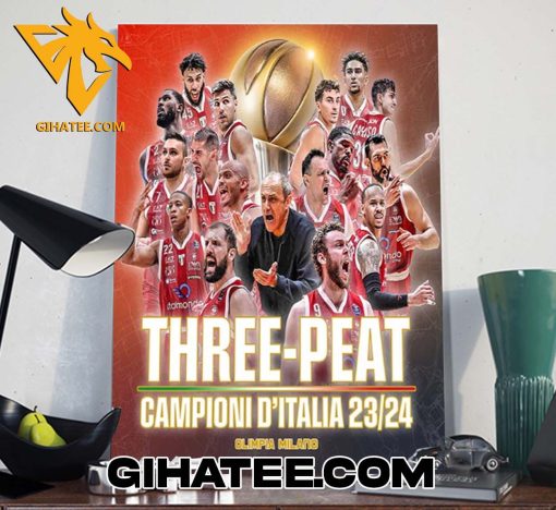 Quality Congrats Olimpia Milano Three-Peat Campioni D’Italia 2023-2024 Poster Canvas