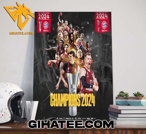 Quality Deutscher Meister 2024 FC Bayern Munich Basketball Champions 2024 Poster Canvas