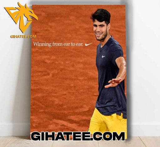 Quality Nike Tribute To Carlos Alcaraz For The Third Grand Slam Victory Winning From Ear To Ear Poster Canvas