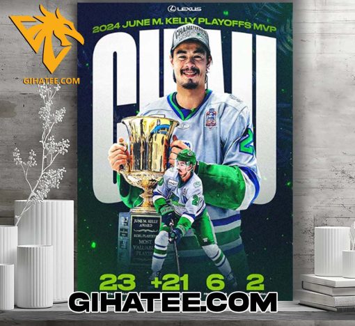 Quality Oliver Chau Florida Everblades 2024 June M. Kelly Playoffs MVP Poster Canvas