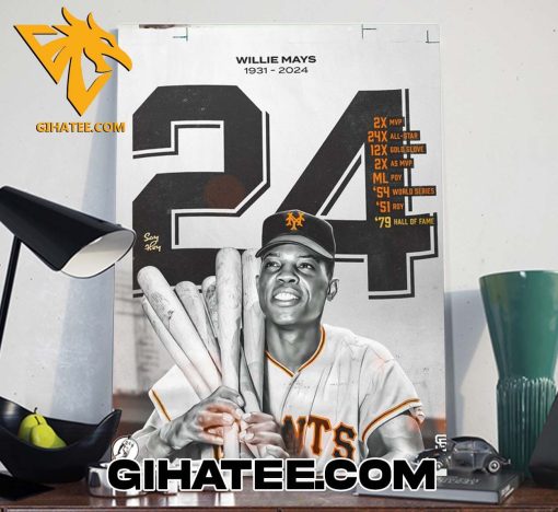 RIP to the GOAT Willie Mays 1931 – 2024 Thank You For The Memories Poster Canvas