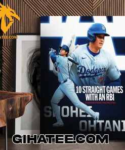 Shohei Ohtani 10 Straight Games With An RBI Poster Canvas