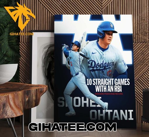 Shohei Ohtani 10 Straight Games With An RBI Poster Canvas