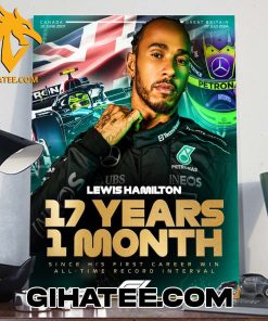 Lewis Hamilton 17 Years 1 Month Since His First Career Win All Time Record Interval F1 Poster Canvas